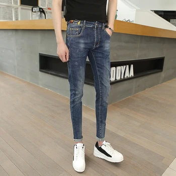 

28-34 New Skinny Jeans Men Spring Summer Elastic Slim Fit Men Jeans Hip Hop Simple All Match Streetwear Denim Pants Men