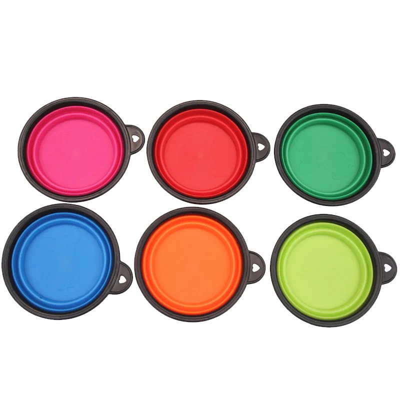 Black Box Foldable Silicone Pet Bowl Portable Dog Bowl Tableware Multi-color Selectable Dog Water Fountain Portable zhe die wan