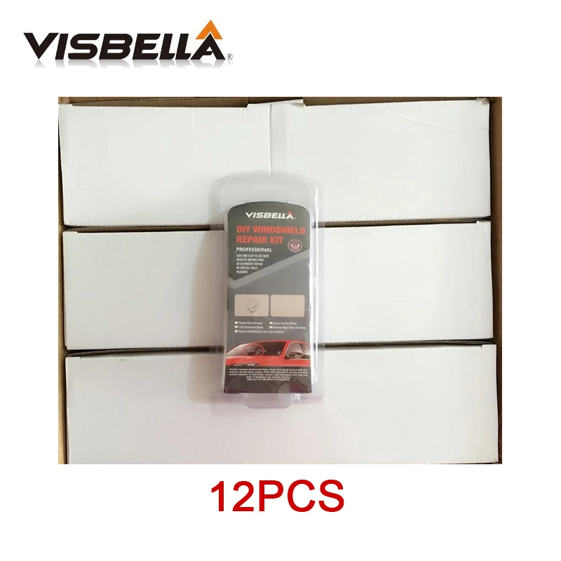 

12Kits/box wholesale Visbella Car window repair Windscreen restoration Tools Auto Windshield Scratch Chip Crack Restore fix DIY