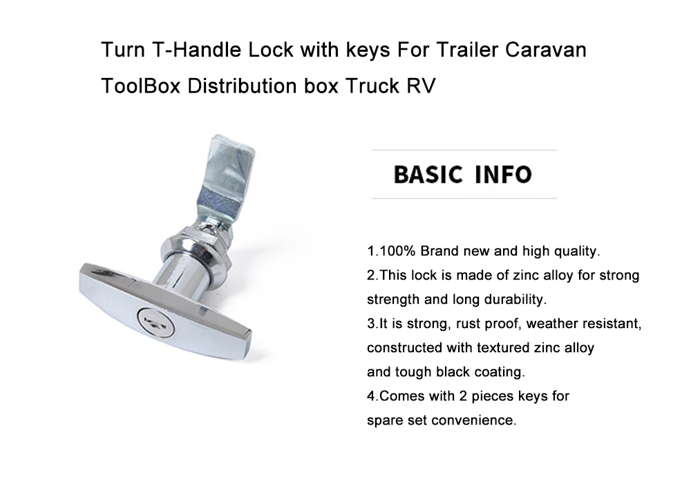 Поворотный Т-ручка замок с ключами для трейлера Caravan ToolBox распределительная коробка грузовик RV
