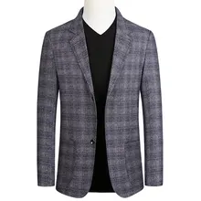 Новинка, мужской синий серый повседневный деловой пиджак в клетку, пиджак, весенне-осенний мужской приталенный пиджак, элегантный пиджак Blaser Homme