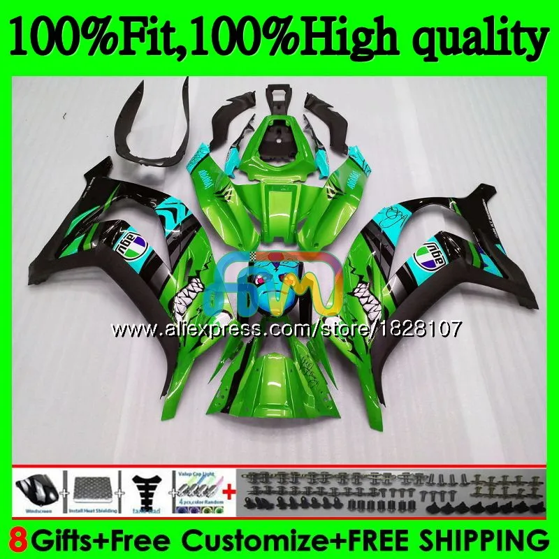Инъекции для KAWASAKI ZX1000 ZX 10R 1000CC 18BS. 71 ZX-10R ZX10R, возрастом 11, 12, 13, 14, 15, 2011 Акула зеленый 2012 2013 обтекатели