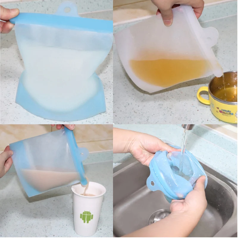 Многоразовый силиконовый мешок для хранения еды Ziplock силиконовые пакеты