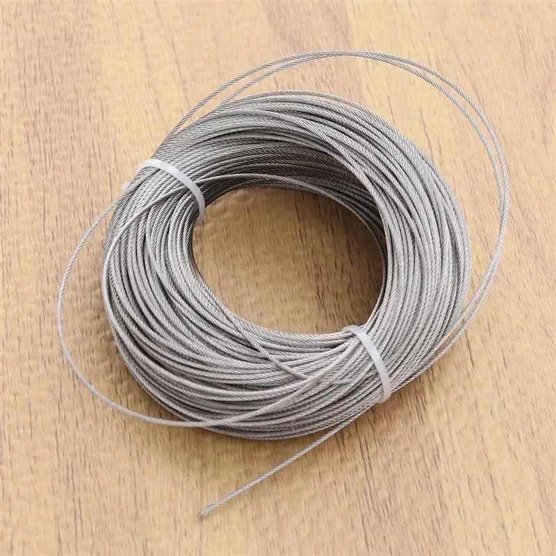 1PC Laundry Clotheslines 304 Stainless Steel Long Roll of 50 Meters Hard Sturdy Steel Steel Wire Ropes 4
