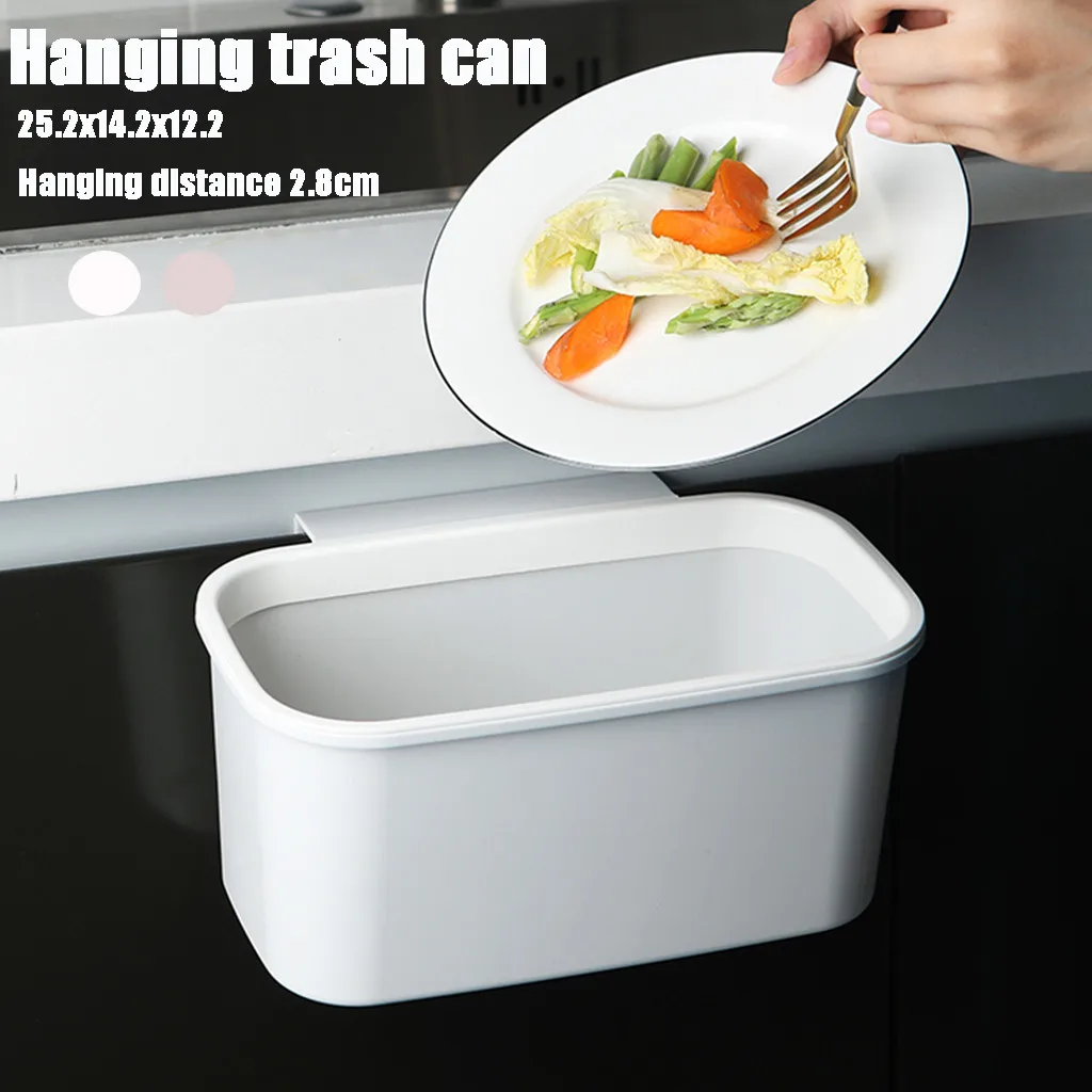 

Kitchen Simple Wall-mounted Mini Trash Can Bin Desktop Home Kitchen Cabinet Door Hanging Trash Garbage Bin Can Rubbish Container