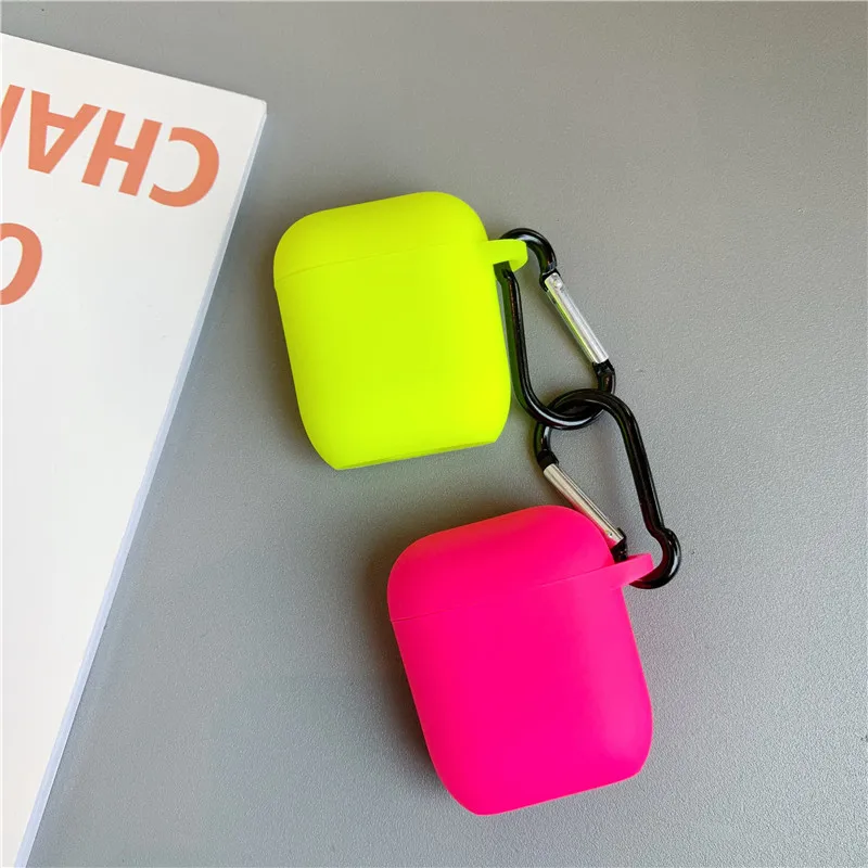 Флуоресцентный цвет для Apple Airpods 2/1 чехол сплошной цвет Bluetooth наушники защитный чехол для Airpod наушники чехол Коробка Сумка