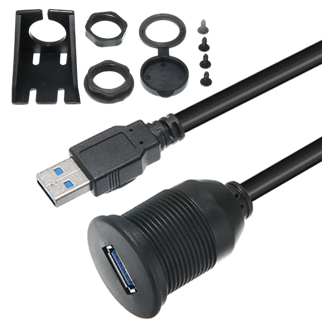 Двойной/Однопортовый USB кабель-удлинитель водонепроницаемый USB 3,0 кабель для передачи данных встроенный монтажный кабель-удлинитель для автомобиля 1 м