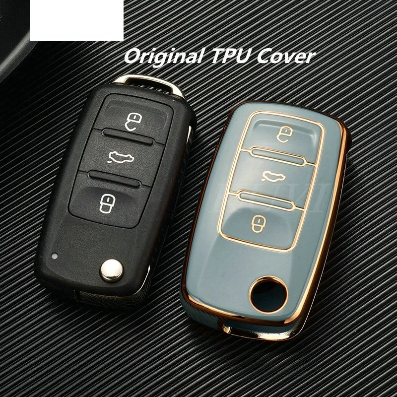 Nuova custodia per chiave auto in TPU per VW Volkswagen Polo Golf Passat Beetle Caddy T5 Up Eos Tiguan Skoda A5 SEAT Leon Altea accessori - H88407d9d5a99468cb7e8434d202a0b1bK