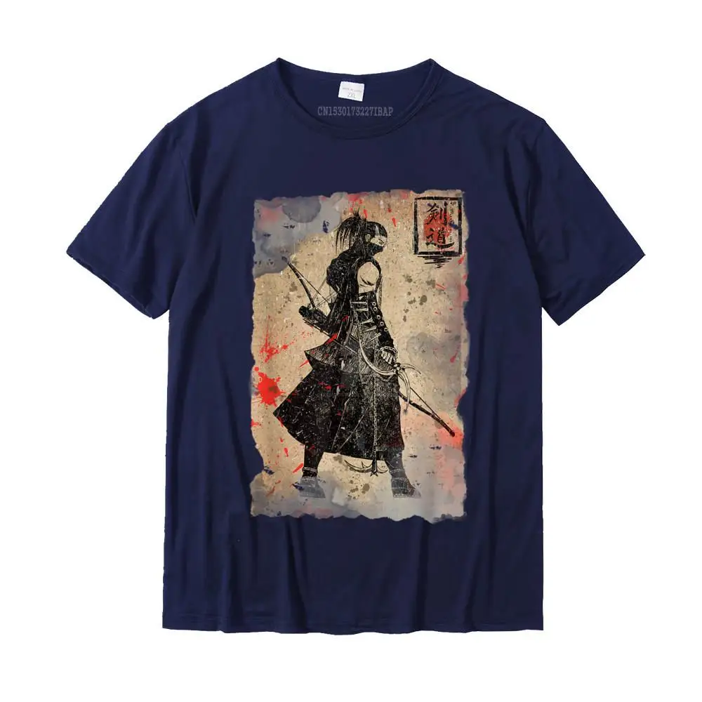 Custom O-Neck Tshirts Summer Fall Tops & Tees Short Sleeve Brand Cotton Printed On Tee-Shirt Family Mens Free Shipping Samurai T-Shirt Japanese Retro Art Print T-Shirt Bushido Tee__MZ15555 navy