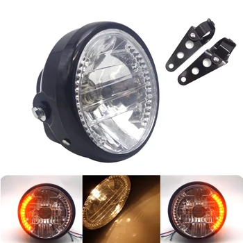 

Universal 7" 12v Motorcycle Round Headlight Head Lamp with Turn Signal light For Harley Bobber Honda Yamaha Kawasaki Cafe Racer