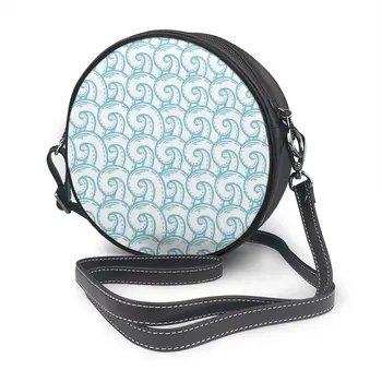 

2020 Women Shoulder Bags Girls Round Bags Abstract Sea Wave Theme Women's Casual Messenger Bags Crossbody Bags