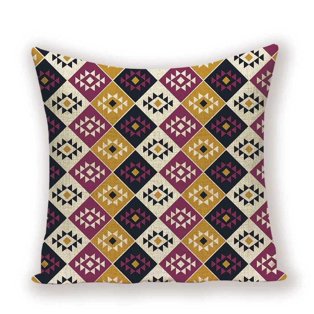 Декоративные наволочки с абстрактными полосками, геометрические клетчатые наволочки для подушек, льняные наволочки для дивана - Цвет: L1361-4