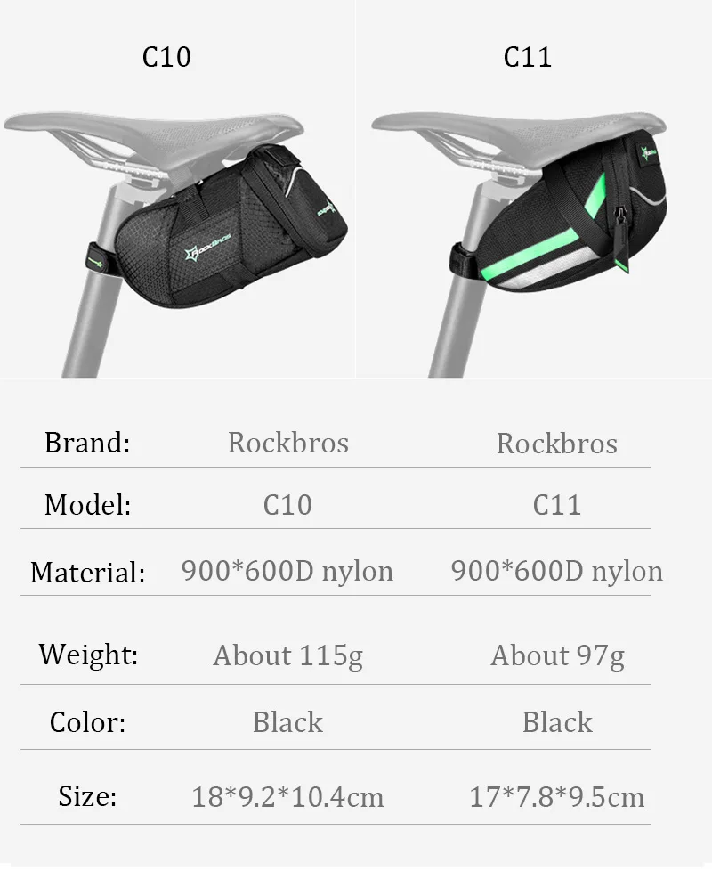 ROCKBROS Rainproof MTB Bicycle Saddle Bags Reflective Mountain Road Bike Tail Bags 4 Colors Outdoor Seat Cycling Accessories