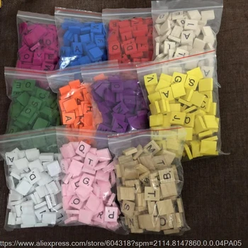

10BAGS of 100PCS/PACK 11 colors painted WOODEN SCRABBLE TILES WOODEN ALPHABET CUSTOM Scrabble Letters