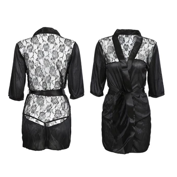 

Sexy Lingerie Women Black Lace Stain Intimate Sleepwear Babydoll Dress Nightwear