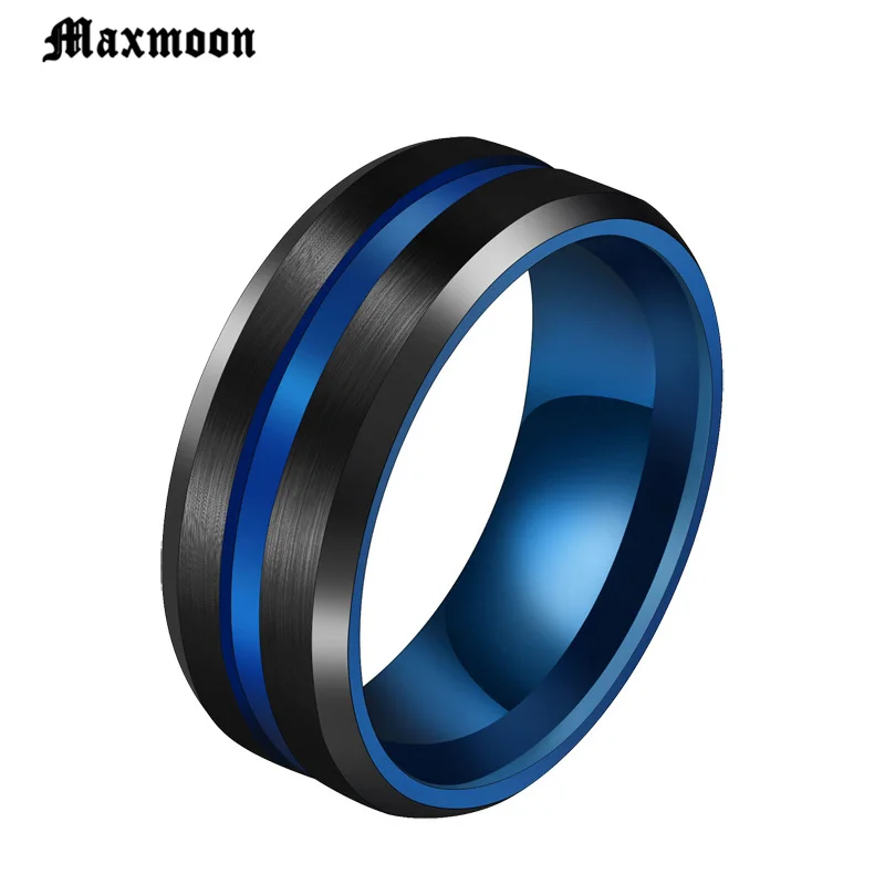 Maxmoon Горячая обручальные кольца черный синий из нержавеющей стали Midi Кольца для мужчин Шарм мужские ювелирные изделия дропшиппинг