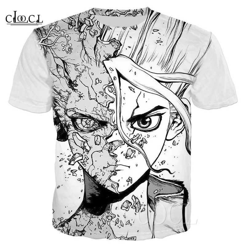 Waliicorners Fashion Casual Short Sleeve Tops Anime Dr.Stone 3D Printed T-shirt 7 13