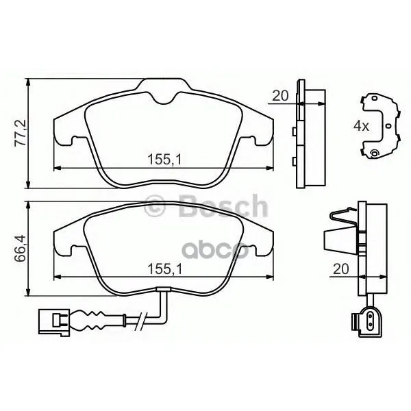 Колодки Тормозные Дисковые Audi Q3 11-/Vw Sharan 10-/Tiguan 07- Передние Bosch арт. 0986494372