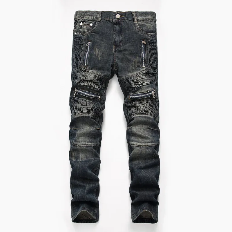 Denim Designer MOTO BIKE Straight Jeans For Men'S Size 28-38 40 42 2020 Autumn Spring HIP HOP Punk Rock Streetwear Trouers Denim Designer MOTO BIKE Straight Jeans For Men'S Size 28-38 40 42 2020 Autumn Spring HIP HOP Punk Rock Streetwear Trouers