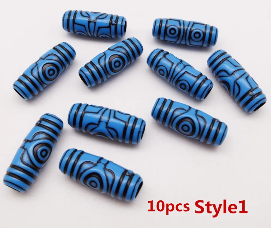 10pcs Style 1 Акриловые различные 2 стиля синий цвет волос оплетка dread дредлок зажим в форме шарика манжеты ювелирные аксессуары - Цвет: 10pcs Style 1