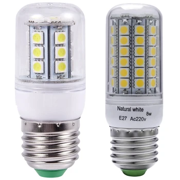 

2 Pcs Halogen Bulb Equivalent E27 White 4500K LED Corn Light Bulb Indoor Bar Lighting, 4W 300Lumens & 8W, 580 Lumens