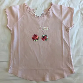 

kids summer casual t-shirt baby girls clothes Cute sequin cherry pattern pink sweet tops girls cotton short sleeve t shirts