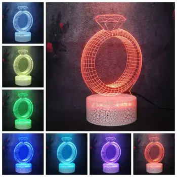 

Modern Wedding Ring Design Lamp Table 3D RGB Charge Bulb LED House Bedroom Night Light Lover Couple Girlfriend Festival Gift DIY