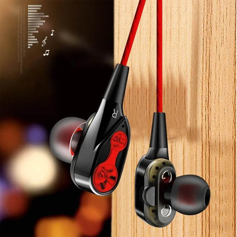 Magnetic Wired Stereo in-Ear Earphones Super Bass Dual Drive Headset Earbuds Earphone For Huawei Samsung SmartPhone