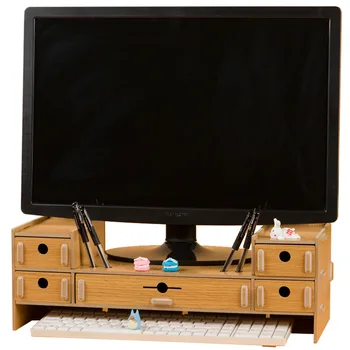 

LCD computer tv monitor elevated notebook computer with drawer storage rack home desktop multifunctional shelf