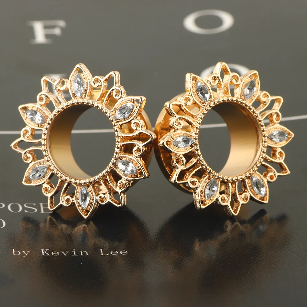 JunlowPY Screw Fit Ear Gauges Kit Surgical Steel Tunnel Expander Earrings Earlobe Plugs Body Piercing Jewelry Set for Women