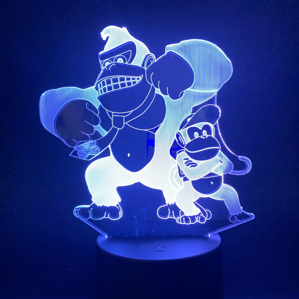 Игра Donkey Kong Monkey 3d ночник лампа для детей светодиодный настольная лампа для спальни 7/16 цветов Изменение на рождественский подарок