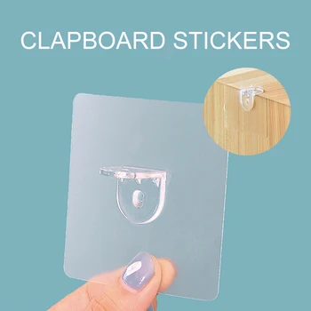 

Transparent Punch-free layered partition bracket Triangle bracket support shelf Right angle support paste screw hook Organizer