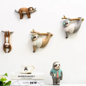 

NORDIC 3D CUTE SLOTH RESIN ACCESSORIES WALL HANGING ANIMAL WALL STICKER ORNAMENTS ART HOME KIDS ROOM TABLE FIGURINES CRAFTS