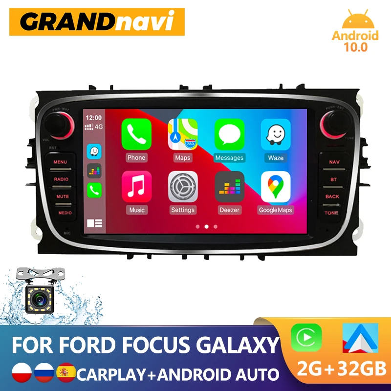 Автомагнитола GRANDnavi Android CarPlay для Ford Focus S-MAX Mondeo C-MAX Galaxy GPS Автомобильный