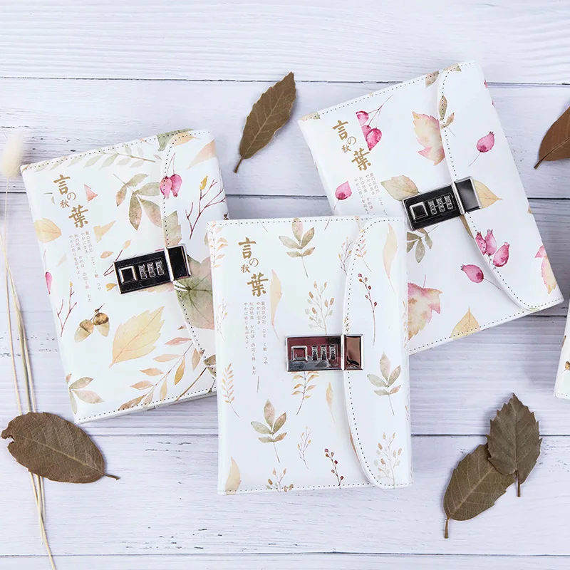 

LEnWA Online Celebrity Hot Selling Stationery Statement Leaves of Autumn B6 Password NoteboY Hipster Simple Notebook Customizati