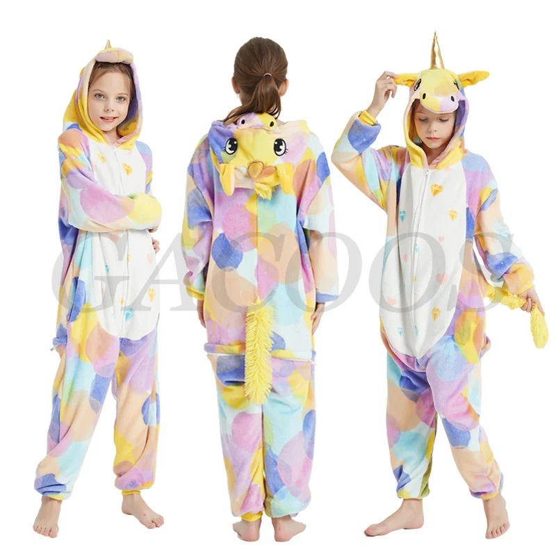 Kids Unicorn Pajamas Cartoon Jumpsuits For Children Animal Blanket Sleepers Costume Winter Boys Girls Onesies Licorne Sleepwear