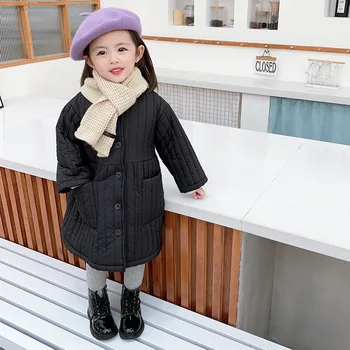 

Hot Sale Baby Winter Autumn Warm Down Fur Girls Thicken Outerwear Long Sleeve Plus Velvet Cotton For Kids Costume Teenagers Tops