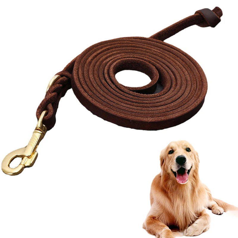 

Braided Real Leather Large Dog Leash long Walking Training Lead 3m big Dog Traction rope competition German Shepherd Labrador