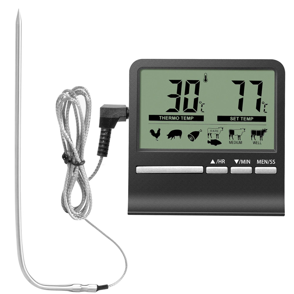 Th Thermometer Instant Read Digital Cooking Candy Bbq Grill Clock
