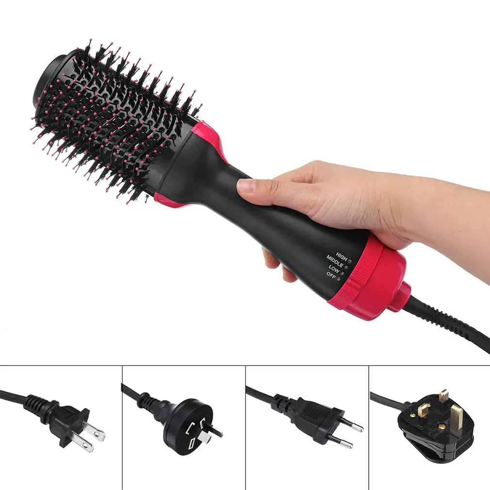 2 in 1 Multifunction Hair Dryer Rotating Brush Roller Rotate Styler Comb Styling Straightening Curling Iron