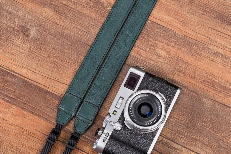 Ручной работы из натуральной кожи простой плечевой ремень для камеры DSLR шейный ремень для Nikon Z6/Z7 Canon EOS sony A7R2M2 R3A9 - Цвет: Green