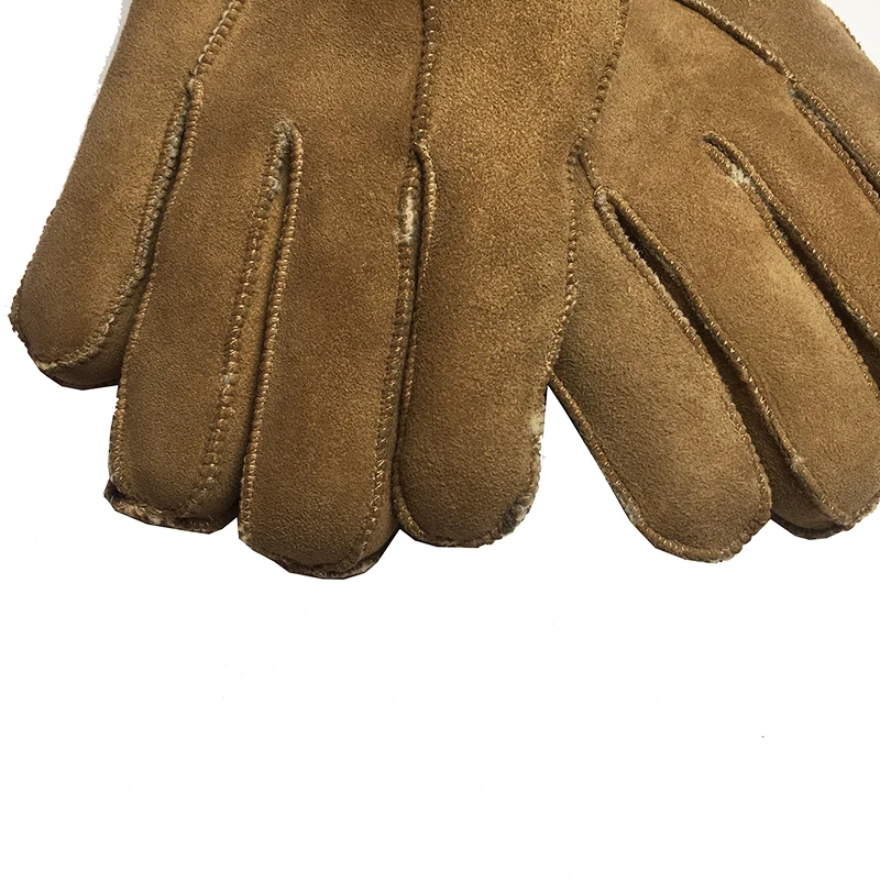 Men's Leather gloves New genuine sheepskin leather glove for men Outdoor Winter warm fur thickening thermal patchwork gloves G31