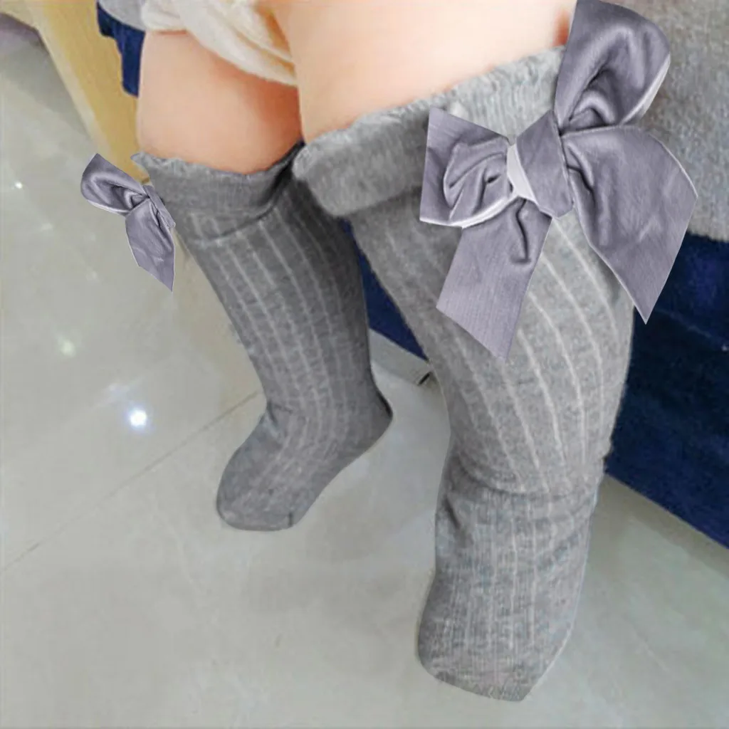 Детские носки гольфы с большим бантом для маленьких девочек; мягкие хлопковые кружевные детские носки; Calcetines; C800