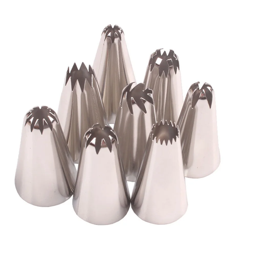 

8 Pcs Big Size Russian Pastry Nozzles Stainless Steel Icing Piping Decorating Tip Cake Cupcake Decorator All for confectioner