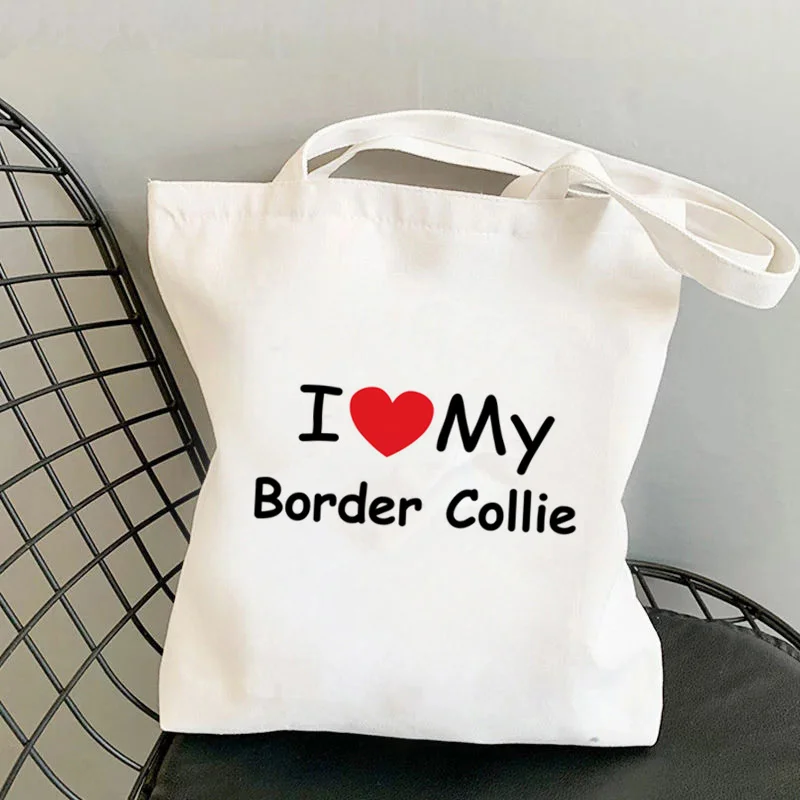 

Shopper Paw prints Border Collie Printed Tote Bag women Harajuku shopper handbag girl Shoulder shopping bag Lady Canvas Bag