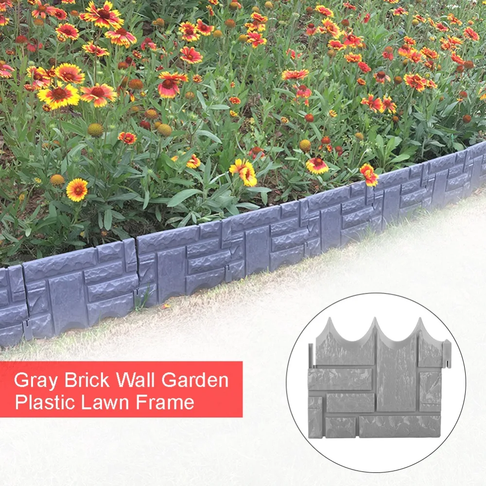 6pcs-Garden-Accessories-Decoration-Edging-Lawn-Fence-Set-Liner-Path-Easy-Install-Grey-Brick-Wall-Home (4)