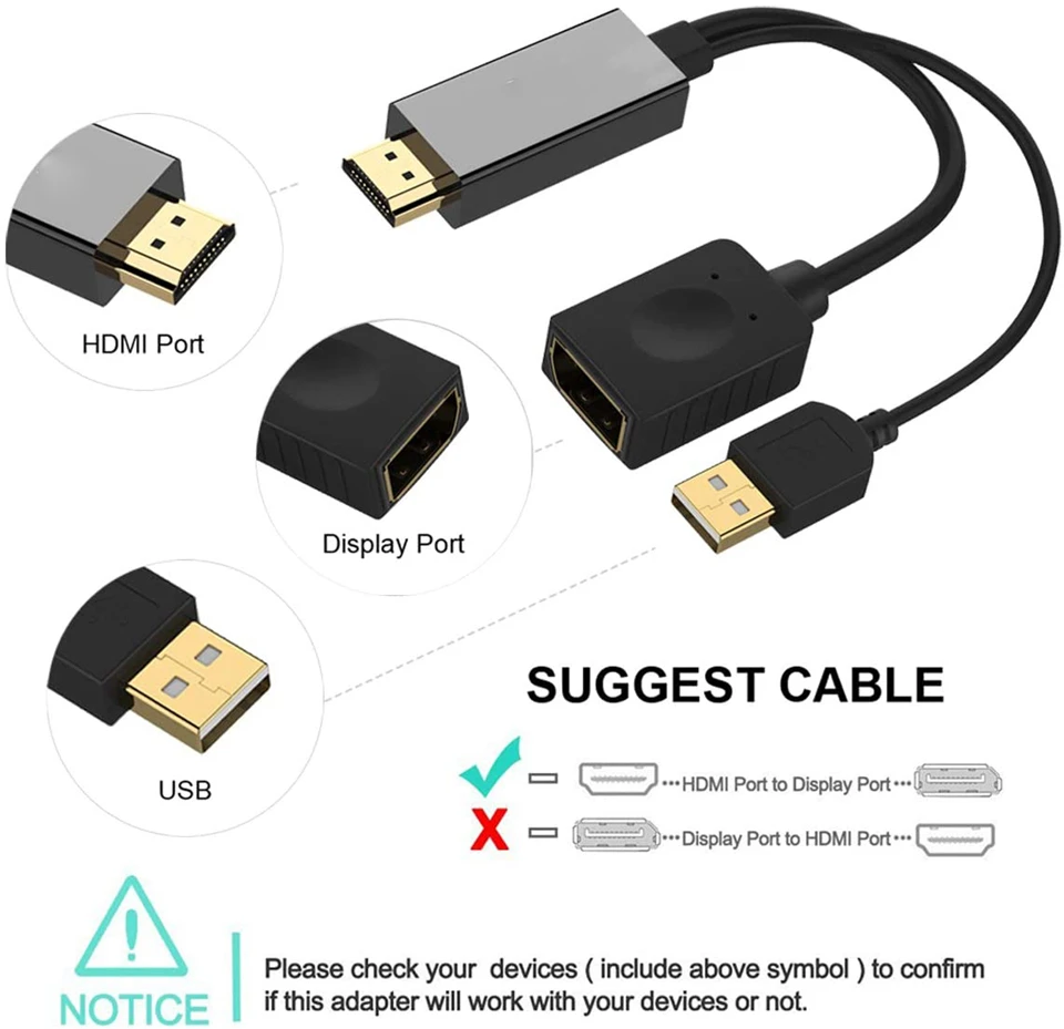 2021 4k 60hz Hdmi To Dp Converter Cable 