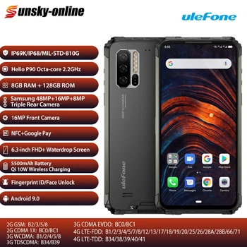 

Ulefone Armor 7 IP68 Waterproof Rugged Smart Phone 6.3''FHD+ 8GB+128GB Android 9.0 Octa Core 48MP Global Dual 4G Mobile Phone