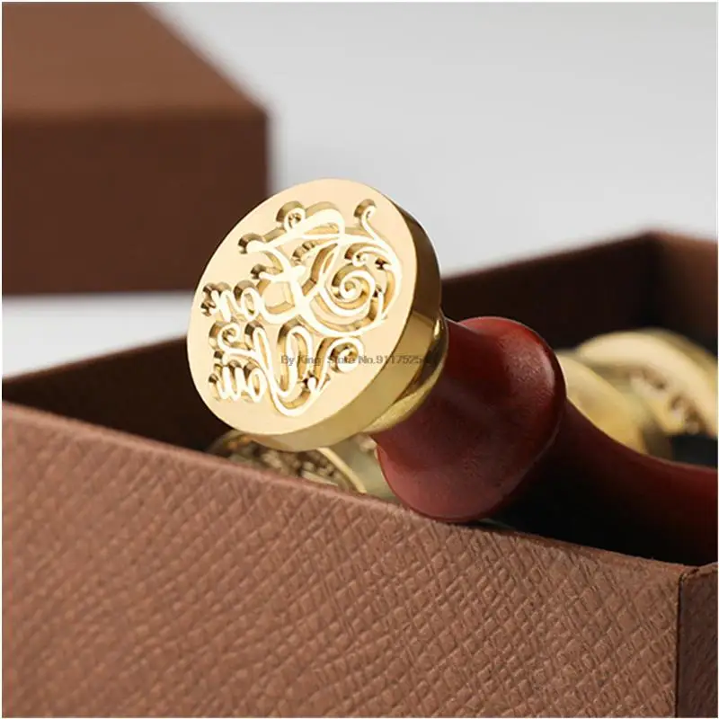 Crown & Wreath Initial Wax Seal Stamp - A to Z Letter