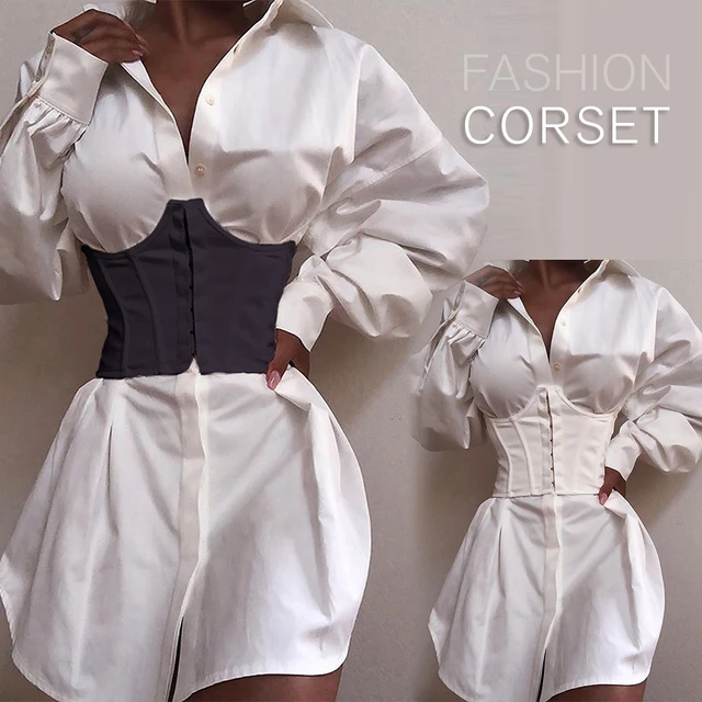 Women Mesh Corset Top Short Waist Belt Sexy Solid Color Bodycon Waspie Belts  Chic New Lady Bustiers Tops Female Vest